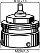 Adapter zur Verbindung zwischen Heizkörperventilen und Fremdfabrikaten, dargestellt in technischen Zeichnungen. Produkt von IMI Hydronic Engineering, keine Maße erkennbar.